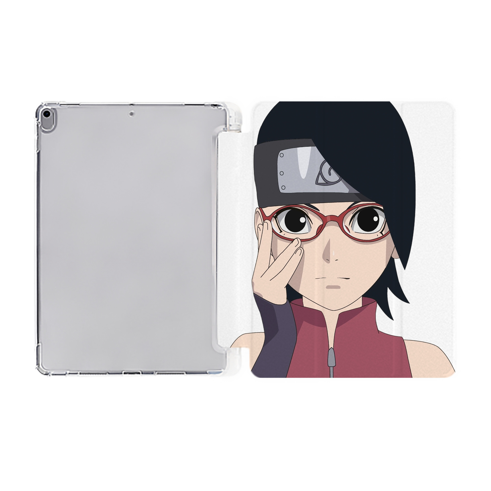 （画像用） NARUTO -ナルト- うちは サラダ Uchiha Sarada IPad ケース ペン収納付き 三つ折りスタンド PUレザー×シリコン 対応機種9.5/10.5/10.9インチ